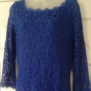 Diane Von Furstenberg blue lace dress.